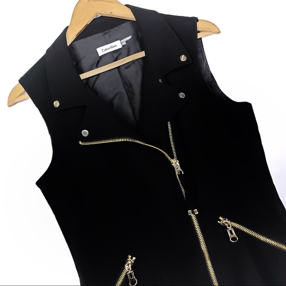 calvin klein black dress gold zipper